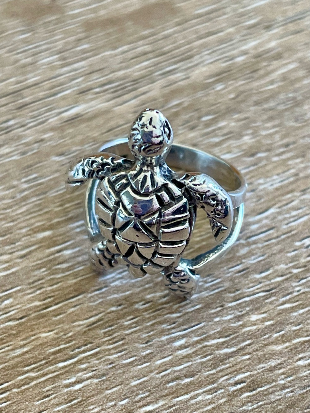 Silver Turtle Statement Ring - Turtle Design
